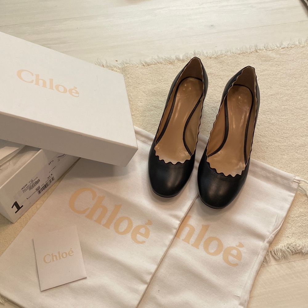 Chloe black Lauren heel scalloped